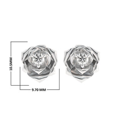 1/4 CT. Lab Created Round Solitaire Diamond Studded Rose Flower Stud Earrings