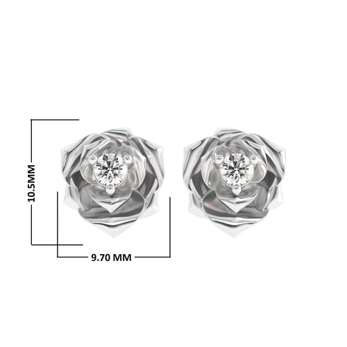 1/4 CT. Lab Created Round Solitaire Diamond Studded Rose Flower Stud Earrings
