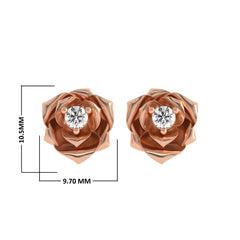 1/4 CT. Lab Created Round Solitaire Diamond Studded Rose Flower Stud Earrings