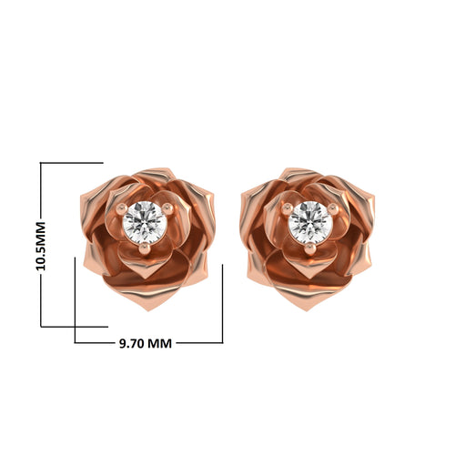 1/4 CT. Lab Created Round Solitaire Diamond Studded Rose Flower Stud Earrings