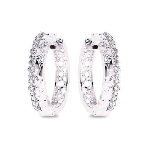 5/8 CT. Lab Created Round Diamond Studded Designer Hoop Earrings