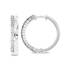 5/8 CT. Lab Created Round Diamond Studded Designer Hoop Earrings