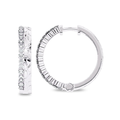 5/8 CT. Lab Created Round Diamond Studded Designer Hoop Earrings