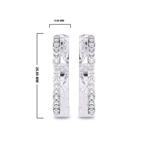 5/8 CT. Lab Created Round Diamond Studded Designer Hoop Earrings