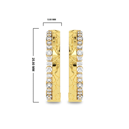 5/8 CT. Lab Created Round Diamond Studded Designer Hoop Earrings