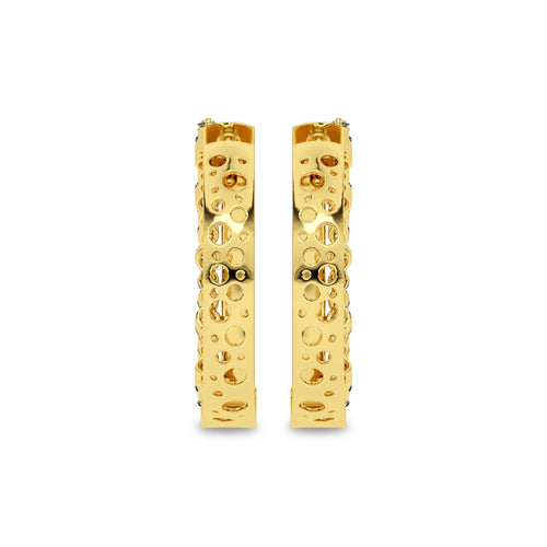 5/8 CT. Lab Created Round Diamond Studded Designer Hoop Earrings