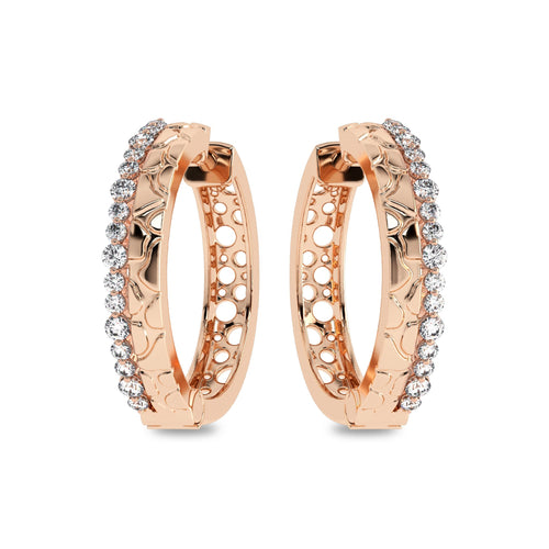 5/8 CT. Lab Created Round Diamond Studded Designer Hoop Earrings