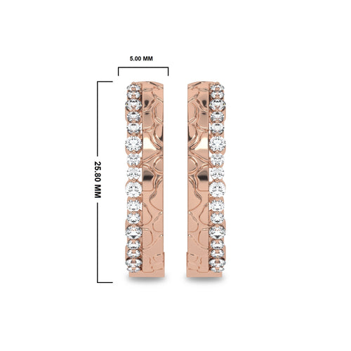 5/8 CT. Lab Created Round Diamond Studded Designer Hoop Earrings