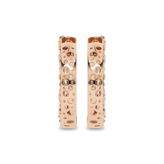 5/8 CT. Lab Created Round Diamond Studded Designer Hoop Earrings