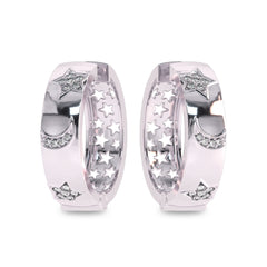 1/2 CT. Lab Created Diamond Studded Star and Crescent Moon Designer Hoop Earrings