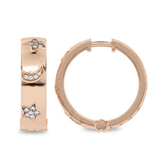 1/2 CT. Lab Created Diamond Studded Star and Crescent Moon Designer Hoop Earrings