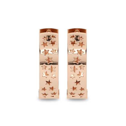 1/2 CT. Lab Created Diamond Studded Star and Crescent Moon Designer Hoop Earrings