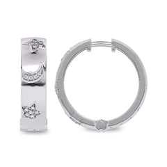 1/2 CT. Lab Created Diamond Studded Star and Crescent Moon Designer Hoop Earrings