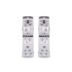 1/2 CT. Lab Created Diamond Studded Star and Crescent Moon Designer Hoop Earrings