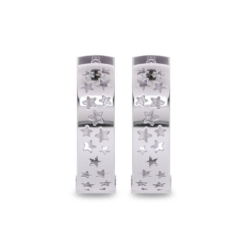 1/2 CT. Lab Created Diamond Studded Star and Crescent Moon Designer Hoop Earrings