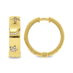 1/2 CT. Lab Created Diamond Studded Star and Crescent Moon Designer Hoop Earrings