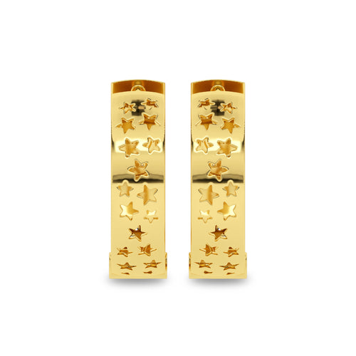 1/2 CT. Lab Created Diamond Studded Star and Crescent Moon Designer Hoop Earrings