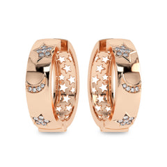 1/2 CT. Lab Created Diamond Studded Star and Crescent Moon Designer Hoop Earrings
