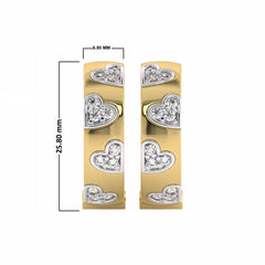 1 CT. Lab Created Diamond Studded Designer Little Hearts Embedded Hoop Earrings