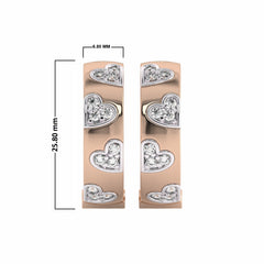 1 CT. Lab Created Diamond Studded Designer Little Hearts Embedded Hoop Earrings