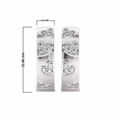 1 CT. Lab Created Diamond Studded Designer Little Hearts Embedded Hoop Earrings