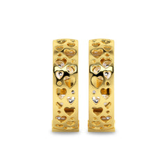 1 CT. Lab Created Diamond Studded Designer Little Hearts Embedded Hoop Earrings