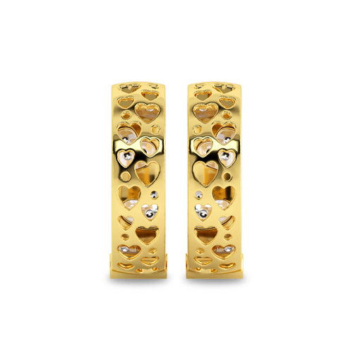 1 CT. Lab Created Diamond Studded Designer Little Hearts Embedded Hoop Earrings