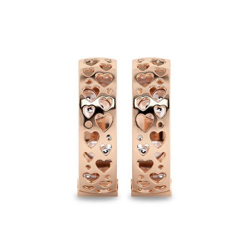 1 CT. Lab Created Diamond Studded Designer Little Hearts Embedded Hoop Earrings