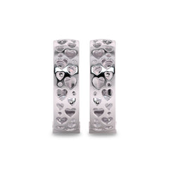 1 CT. Lab Created Diamond Studded Designer Little Hearts Embedded Hoop Earrings
