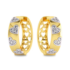 1 CT. Lab Created Diamond Studded Designer Little Hearts Embedded Hoop Earrings