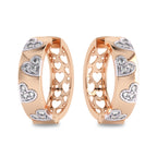 1 CT. Lab Created Diamond Studded Designer Little Hearts Embedded Hoop Earrings