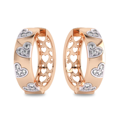 1 CT. Lab Created Diamond Studded Designer Little Hearts Embedded Hoop Earrings