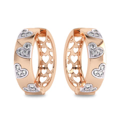 1 CT. Lab Created Diamond Studded Designer Little Hearts Embedded Hoop Earrings