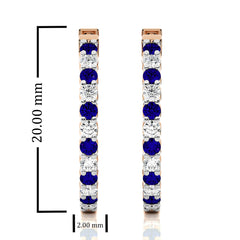 1 CT Sapphire Diamond Inside Out Hoop Earrings