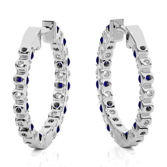 1 CT Sapphire Diamond Inside Out Hoop Earrings
