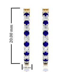 1 CT Sapphire Diamond Inside Out Hoop Earrings