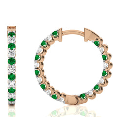 5/8 CT Sapphire Diamond Eternity Hoop Earrings