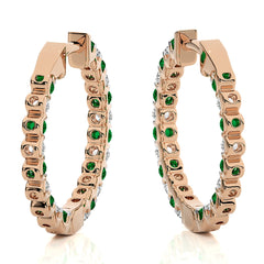 5/8 CT Sapphire Diamond Eternity Hoop Earrings