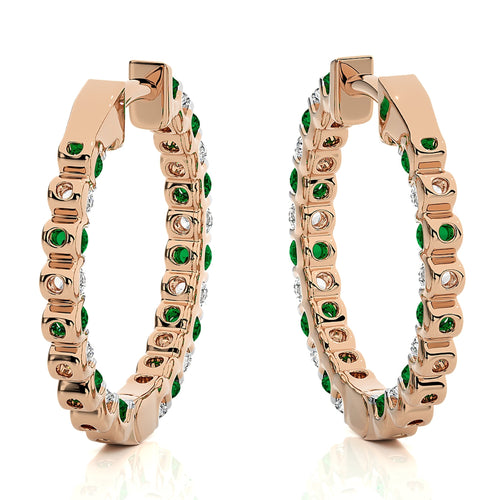 5/8 CT Sapphire Diamond Eternity Hoop Earrings