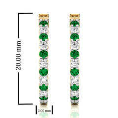 1 CT Emerald Diamond Inside Out Hoop Earrings