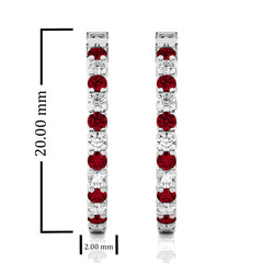 1 CT Ruby Diamond Inside Out Hoop Earrings