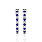 1 1/2 CT. Inside Out Round Natural Diamond and Blue Sapphire Hoop Earrings