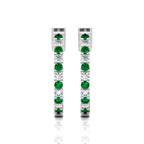 1 1/4 CT. Inside Out Round Natural Diamond and Emerald Hoop Earrings