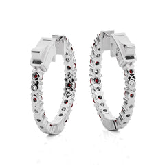 1 1/2 CT. Inside Out Round  Natural Diamond and Ruby Hoop Earrings