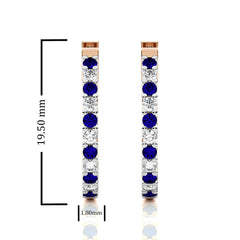 1/2 CT. Round Natural Diamond and Blue Sapphire Eternity Hoop Earrings