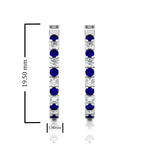 1/2 CT. Round Natural Diamond and Blue Sapphire Eternity Hoop Earrings