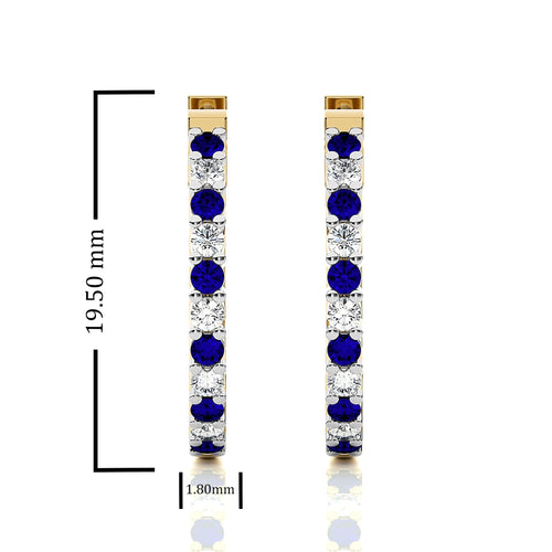 1/2 CT. Round Natural Diamond and Blue Sapphire Eternity Hoop Earrings