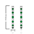 1/2 CT. Round  Natural Diamond and Emerald Eternity Hoop Earrings