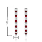 1/2 CT. Round Natural Diamond and Ruby Eternity Hoop Earrings