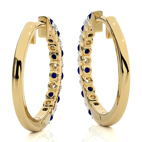 5/8 CT Sapphire Diamond Eternity Hoop Earrings